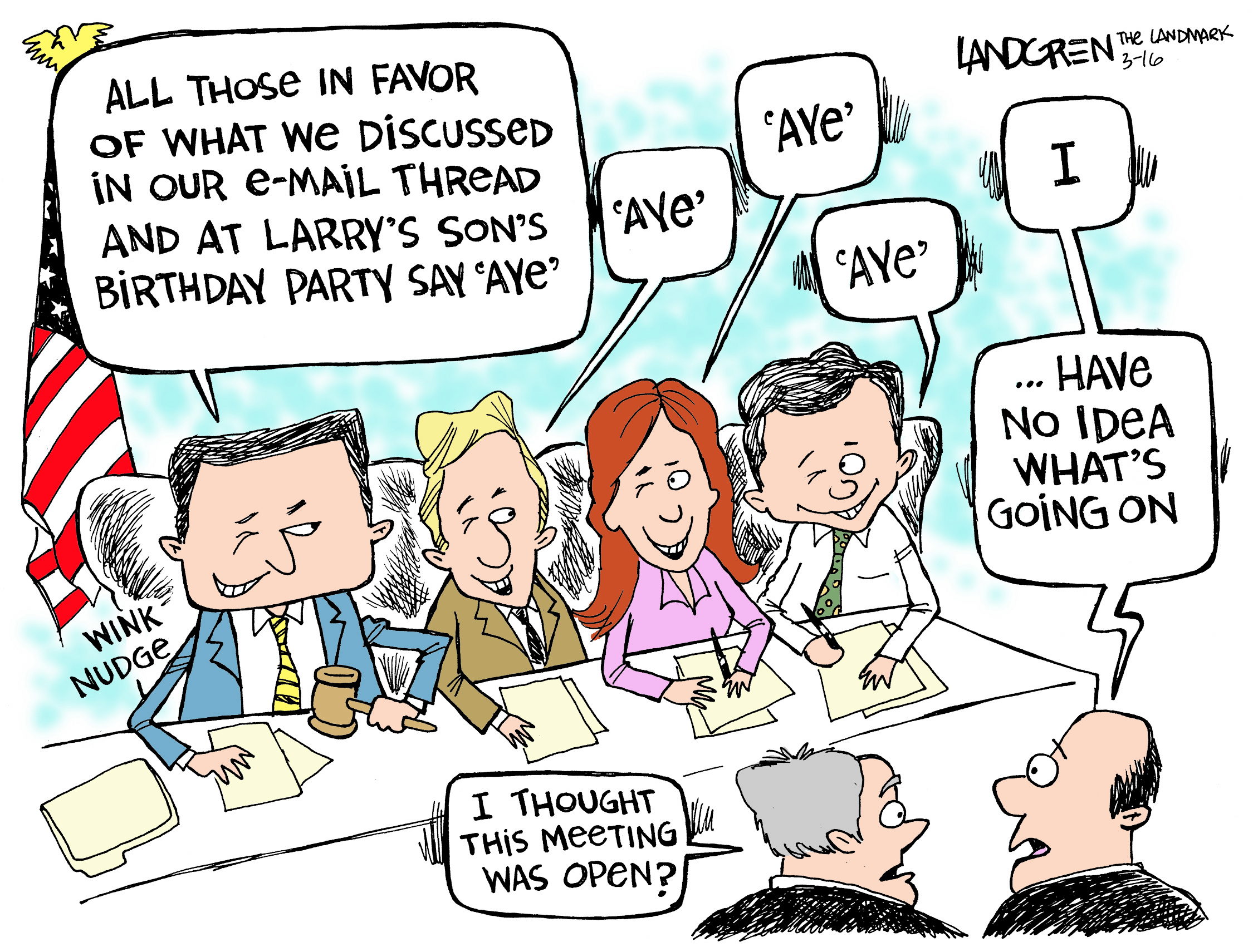 Open Meetings Cartoon by Don Landgren